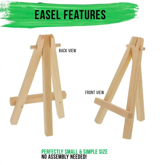5" Mini Easel (12 Pack) - Natural Wooden A-Frame Tabletop Display Stand, Mini Easel Stand - Small Easels for Display, Small Canvases, Crafts, Business Cards, Signs, Photos, Gifts {3}