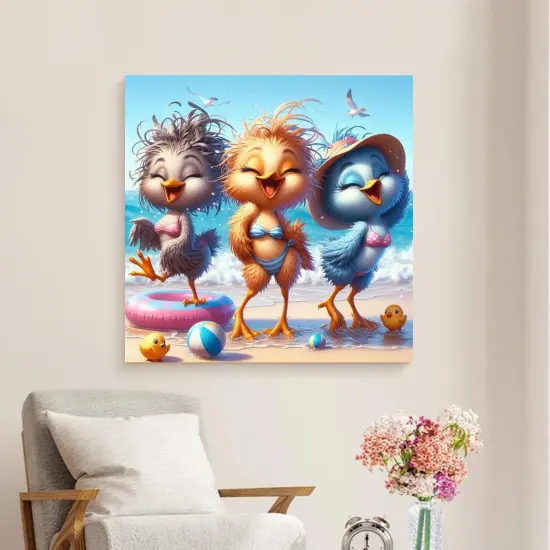 Funny Birds Diamond Art Painting Kits for Adults,Beach Diamond Painting Kits for Beginners,Full Drill Diamond Dots,Gem Art Crafts for Adults Wall Decor 14x14inch {3}