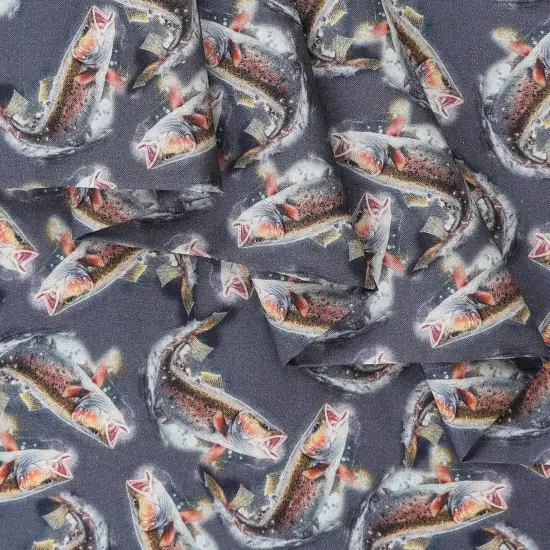Mook Fabrics Wildlife Cotton Fabric [45 in. Wide] - By The Yard Rainbow Trout {3}
