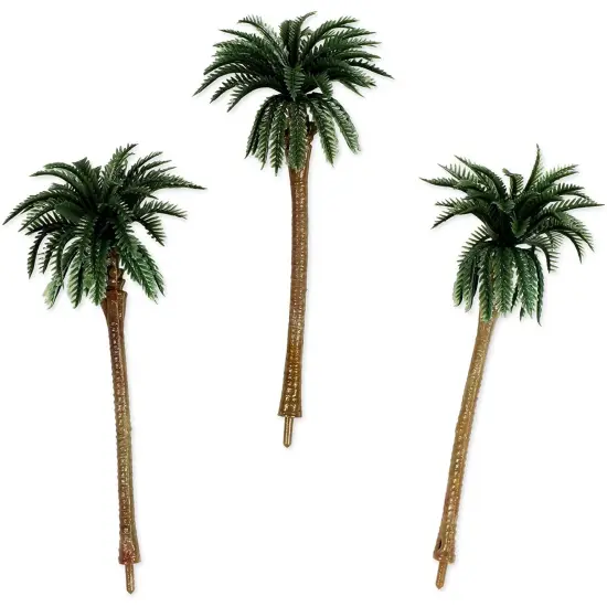 Miniature Model Palm Trees for Dioramas, DIY Crafts (5 Sizes, 15 Pieces) Green {6}