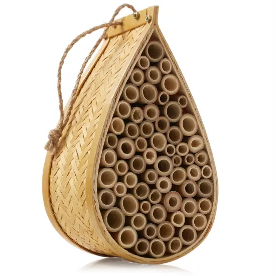 Honey Keeper Mason Bee House, Natural Bamboo Teardrop Bee Hive {1}