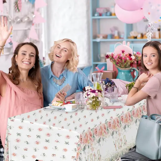 3 Pieces Oh Baby Pink Flower Tablecloths {5}