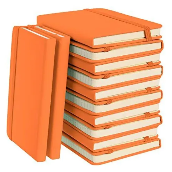 Simply Genius A6 Pocket Size Mini Notebooks with Hardcover - Ruled Small Journal Set for School, Home & Office - 124 pages (3.7" x 5.7") with Inner Pocket (Orange, 12 Pack) {1}