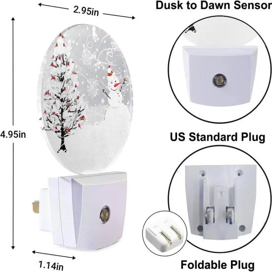 Snowman Night Light Winter Snowflakes Cardinals Birds {4}