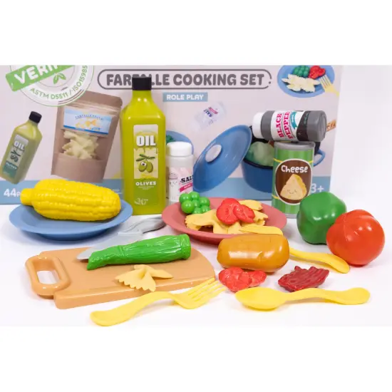 NurtureNature: Imaginative Minds - Farfalle Cooking Set - 44pc Toy Food, Kitchen Pot, Utensils, Pasta, Seasonings, Pretend Play, Eco-Friendly, Kids 3+ {3}