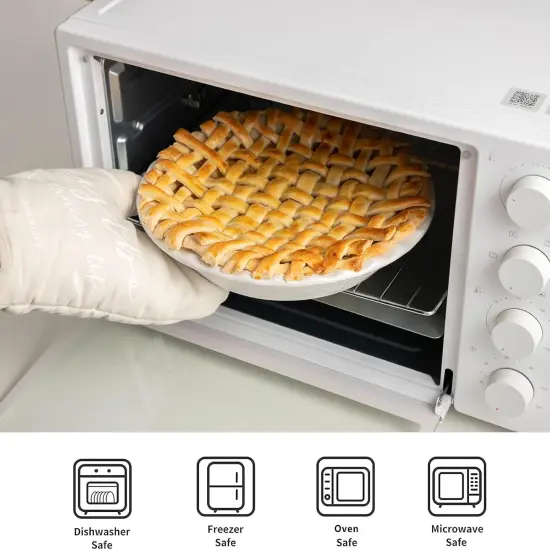 9 Inch Ceramic Pie Dish, Deep Dish Pie Pan with Lace Emboss, Ruffled Pie Plate for Baking {5}