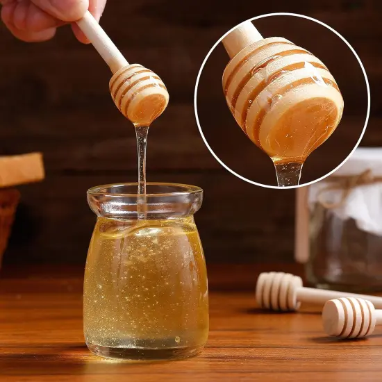 25 Pcs Honey Sticks Dipper, 3 inch Mini Wooden Honeycomb Stick, Small Honey Spoons Stirrer Stick for Honey Jar Dispense Drizzle Honey and Wedding Party Favors Gift {3}