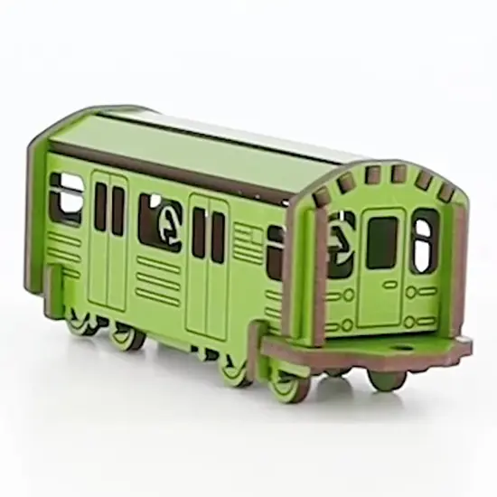 Little & Wood: Woodlet: Medium - NYC Subway 4 Train - Green, 3D Wooden Kit-Set, City Transportation Puzzle, Easy Assembly, Pop Build Fun, Ages 6+ {5}
