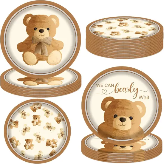 48Pcs Baby Shower Teddy Bear Paper Plates {1}