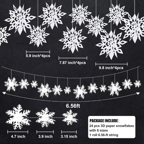 24PCS Snowflake Garland Christmas Decorations (Antique White 24) {4}