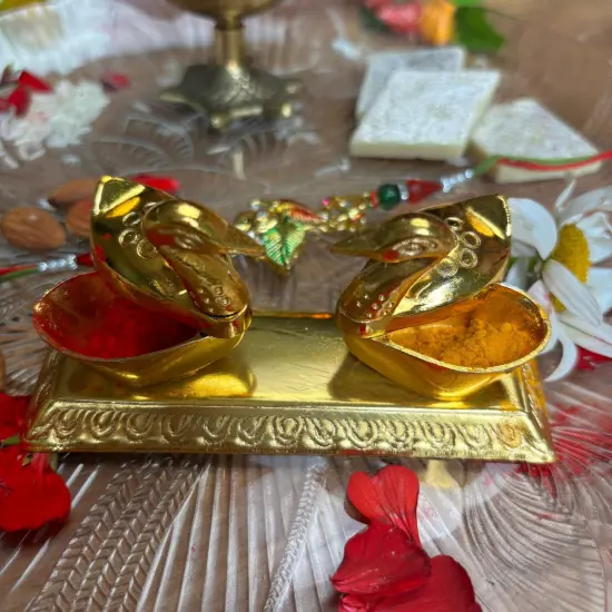 Double Duck Golden Chopra, Pooja Favor, Diwali Gift, Diwali Favor, Deewali Decor, Haldikumkum Plate, Pooja Return Gift, Pooja Item {7}