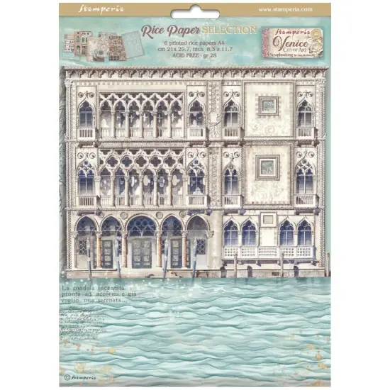 Stamperia Rice Paper A4 6/Pkg-Venice City of Art {1}