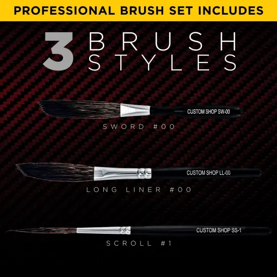 Custom Shop Starter Pinstripe Brush Kit (Sword #00, Scroll #1 & Long Liner - #00) {3}