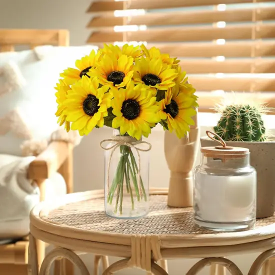 Sunflowers Artificial Flowers with Vase Centerpieces {2}