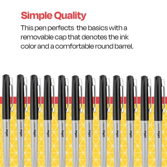 School Smart Fineliner Pen, 0.4 mm Ultra Thin Tip, Black, Pack of 48 {7}