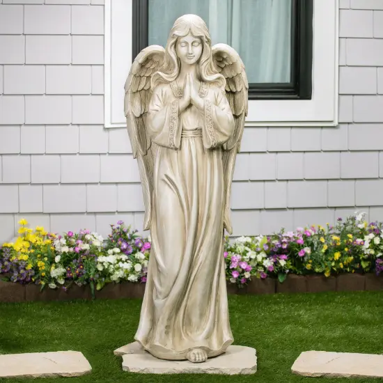 Northlight Standing Praying Angel Outdoor Garden Statue - 46" Beige {1}