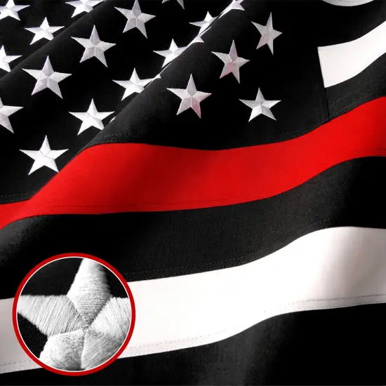 Thin Red Line Flag 220GSM Embroidered Spun Polyester 3x5 Ft {2}