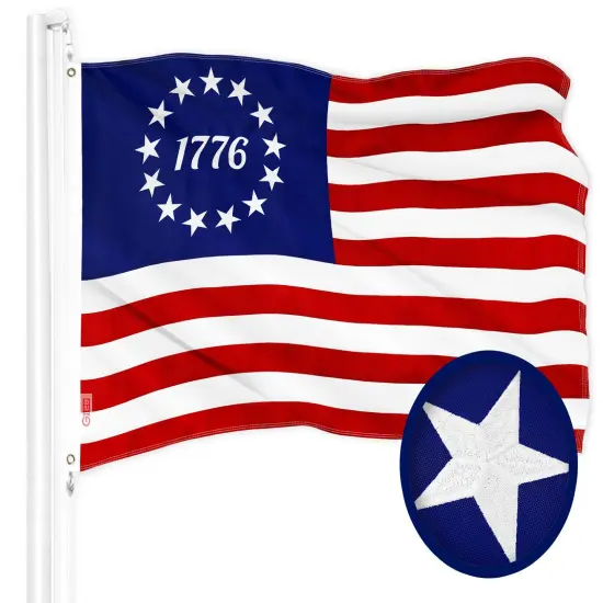 G128 Betsy Ross 1776 Flag | 4x6 Ft | ToughWeave Series Embroidered 300D Polyester | Historical Flag, Embroidered Design, Indoor/Outdoor, Brass Grommets {1}
