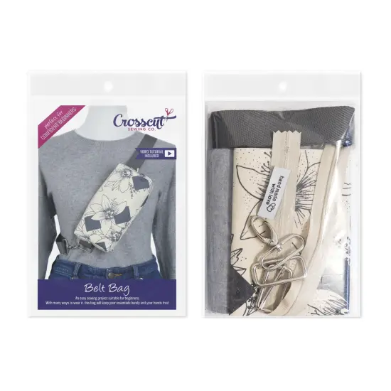 Crosscut Sewing Co.&reg; Belt Bag Sewing Project Kit - Beginner Friendly DIY Sewing Kit Diamond floral {1}