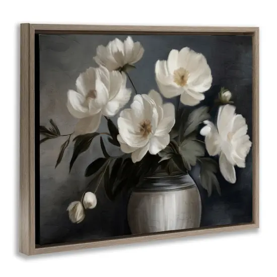Stupell Industries Moody White Flower Vase Floating Frame By Kim Allen {3}