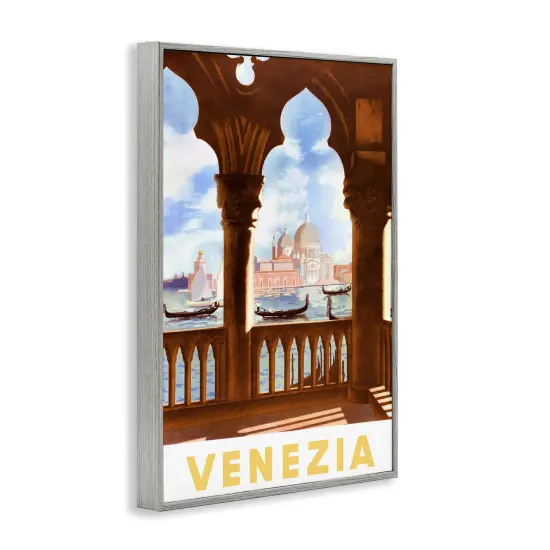 Stupell Industries Venezia Architecture with Boats View Framed Giclee By PIDDIX {3}