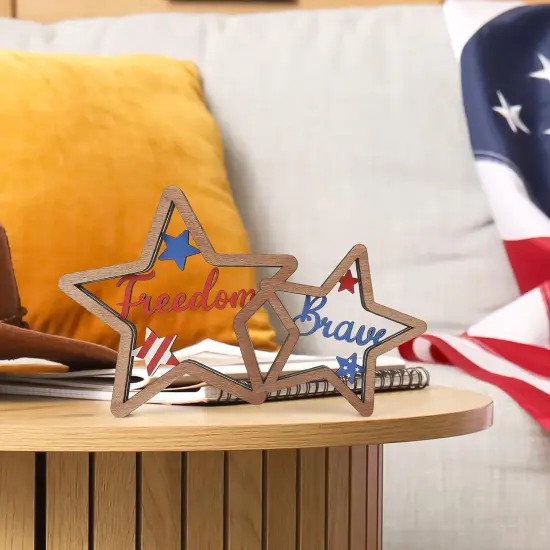 4th of July Wooden Star Decorations Red Blue and White {5}