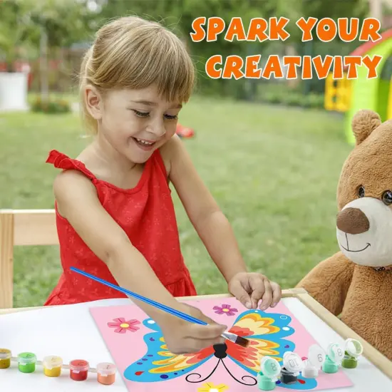 4 Paint by Numbers for Kids Ages 8-12 DIY Paint Set for Girls Boys Adults Beginner Crafts for Girls Ages 4-8 Acrylic Oil Painting by Number Kits Perfect for Gift Decor 8"x8" (4 pack butterfly) {4}