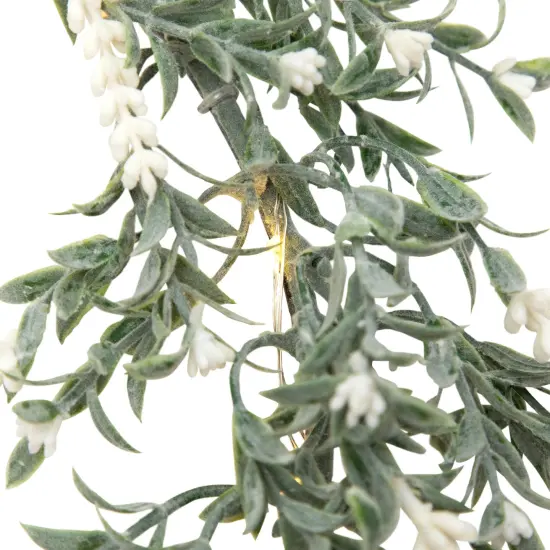 Northlight Pre-Lit Battery Operated White Lavender Spring Wreath - 16" - Clear LED Lights Green {7}