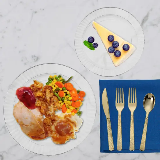 Clear Hard Plastic Disposable Plates 10" Dinner and 7" Salad Plate (25 Sets) {4}