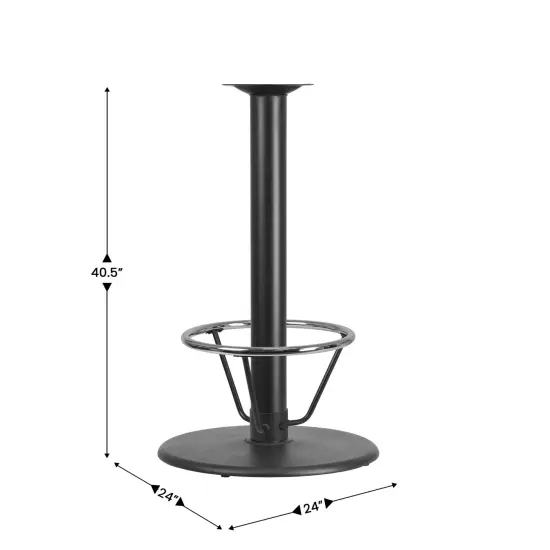 Emma and Oliver 24'' Round Restaurant Table Base with 4'' Dia. Bar Height Column and Foot Ring Black {2}