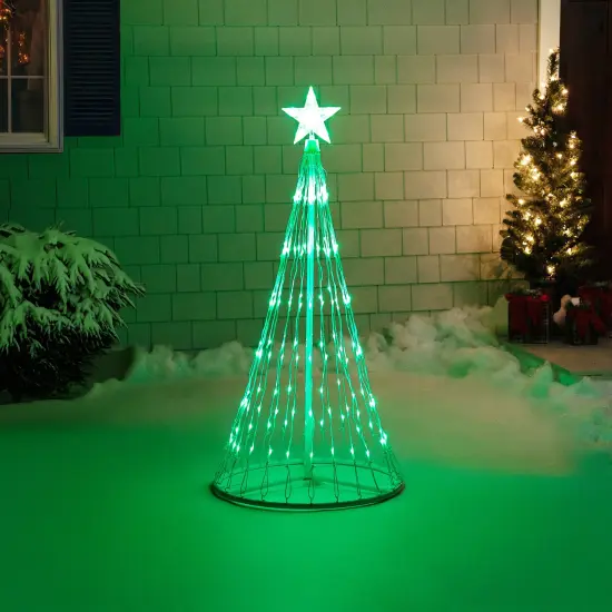 Northlight LED Lighted Christmas Cone Tree Outdoor Decoration - 4' - Green White {4}