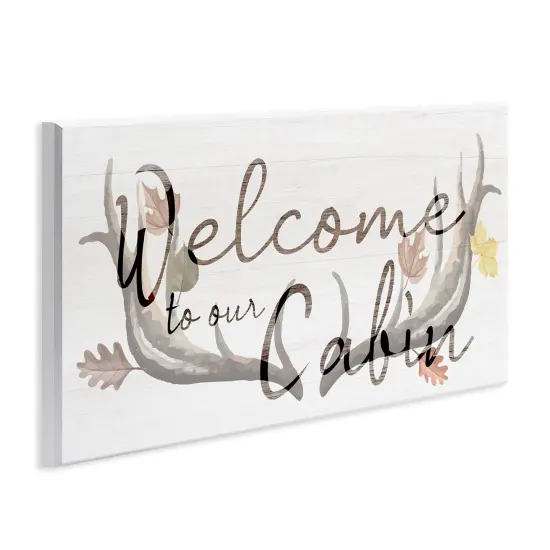 Welcome Cabin Deer Antlers Wall Plaque Art {3}