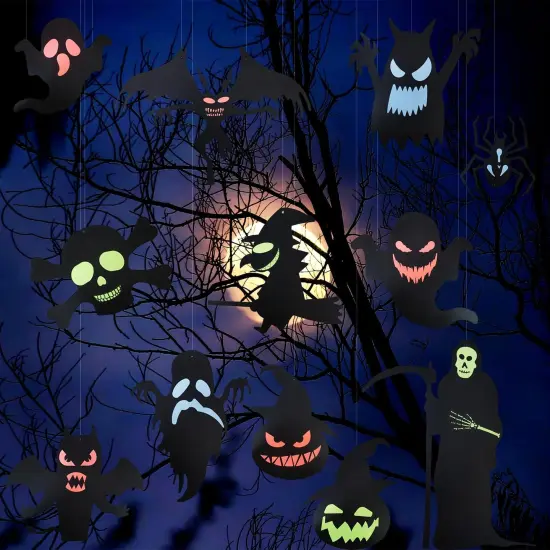 12 PCS Halloween Glow Party Hanging Swirls Decorations {4}