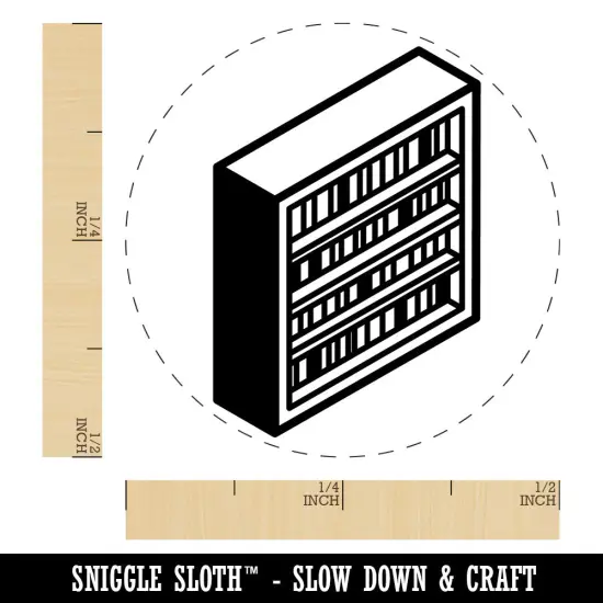 Isometric Book Shelf Storage Furniture Bookshelf Self-Inking Rubber Stamp Red {1}