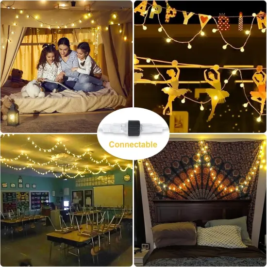 33ft Warm White Christmas String Lights Plug in with Remote {3}