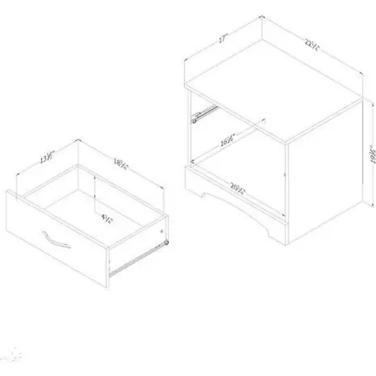 Modern Bedroom MDF Laminate Nightstand with Drawer and Open Storage Metal Handle White {2}