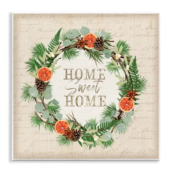 Sweet Home Seasonal Wreath Wall Plaque Art {1}