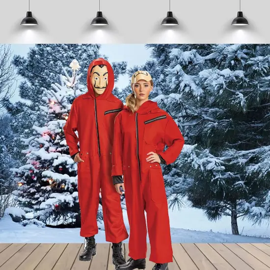 Money Heist Adult Costume Red Jumpsuit with Mask Netflix Series Large {1}