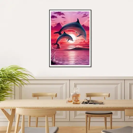 Dolphins Diamond Art Painting Kits for Adults,Beach Diamond Painting Kits for Beginners 5D Full Round Drill Diamond Dots,Paint with Round Diamonds for Home Wall Decor (30x40cm/11.8X15.7inch) {4}