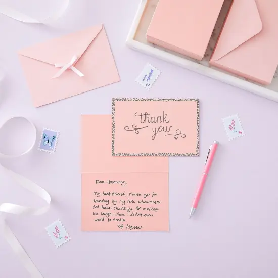 48 Pack 4x6 Blank Cards and Envelopes - DIY Printable Plain Greeting Notes for Birthday, Baby Shower, Wedding Invitations - Pink {2}