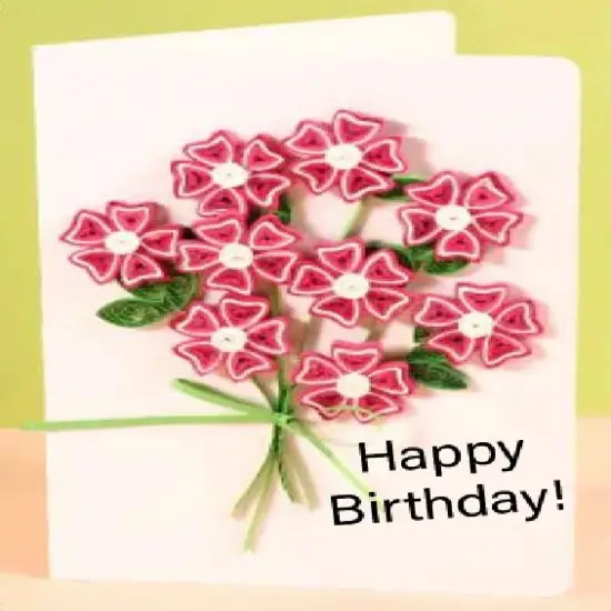 Greeting Card Making Kit. Periwinkle Flowers DIY Quilling Kit F07M3-5-FL9 {1}