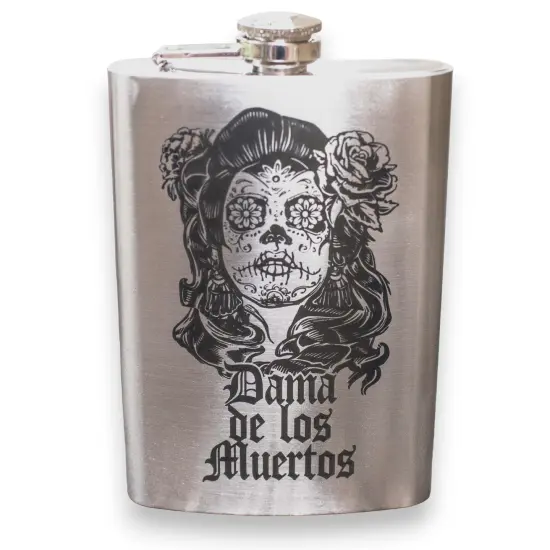8oz Dama De Los Muertos Stainless Steel Flask {1}