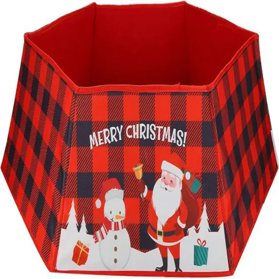 31in Buffalo Plaid Christmas Tree Collar Hexagon Christmas Tree Ring for Artificial Trees Christmas Tree Skirt {5}