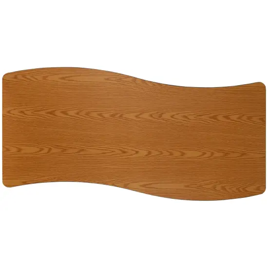 Emma and Oliver 26"W x 60"L Rectangle Wave Flexible Collaborative Kids Adjustable Activity Table Oak {6}