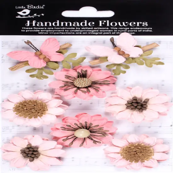 Little Birdie Arcadia Paper Flowers 8/Pkg-Pink Passion {1}