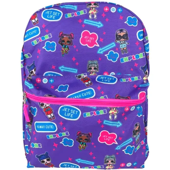 L.O.L. Surprise Dolls All Over Print Backpack With Pocket, 16" Inch {1}
