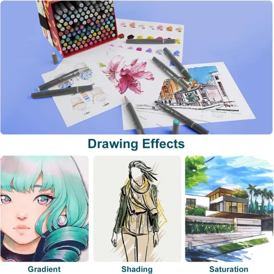 Alcohol Markers Brush Tip - 121 Colors Art Markers {2}