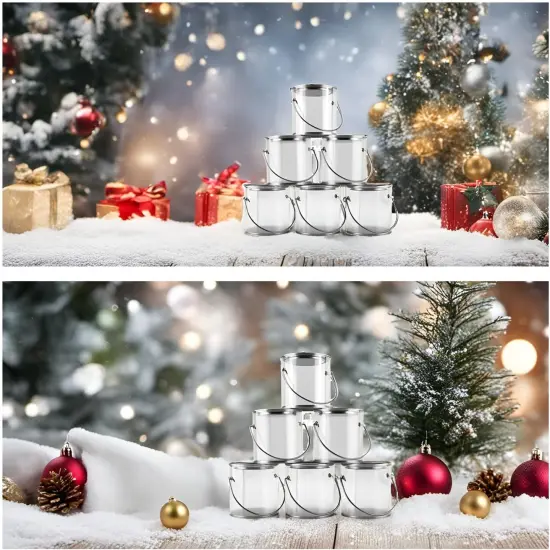 12 Pack Mini Clear Plastic Paint Cans with Metal Lids {3}
