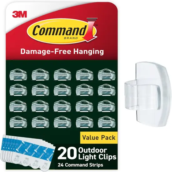 20 Clear Clips and 24 Command Strips {1}