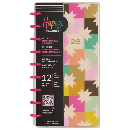 Happy Planner Skinny Classic 12-Month Disc Bound Planner-Happy Patchwork; Jul '25 - Jun '26 {1}